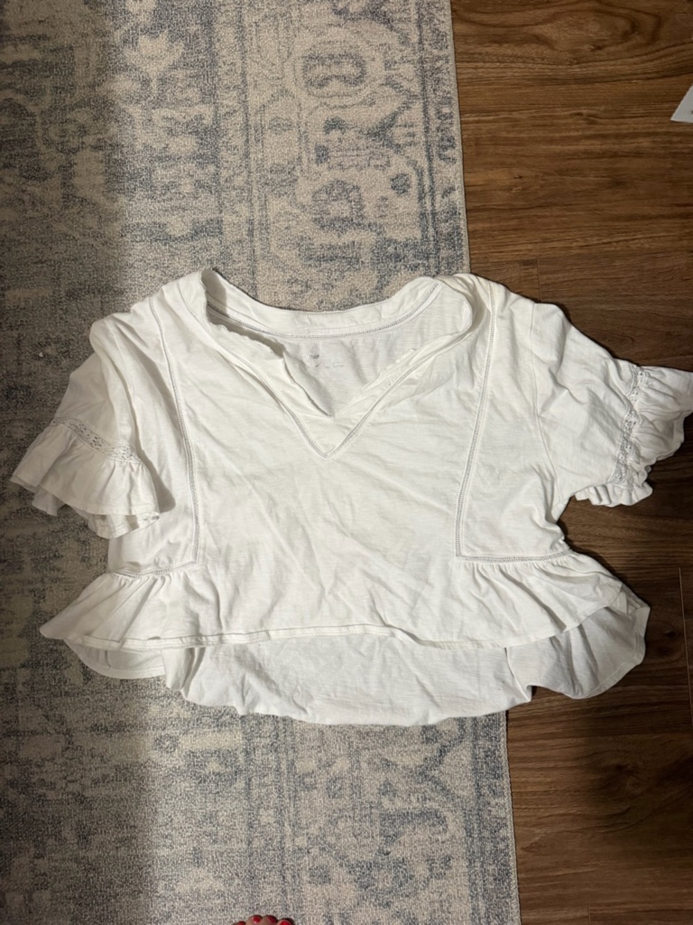 Aerie White Ruffle Short-Sleeve Women's Top